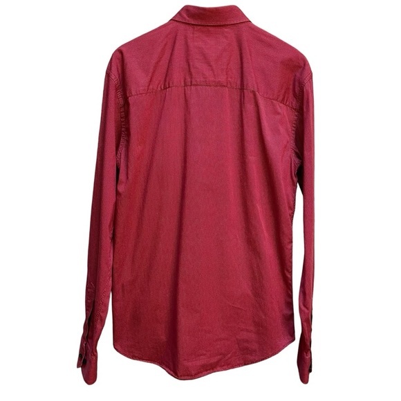 Men's Eight X Jacquard Red with White Pin Point Print Hidden Button Slim Fit - Picture 3 of 7